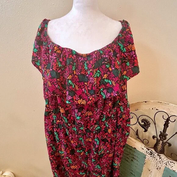3X Women Floral Off the Shoulder Jumpsuit Romper Baggy Fit - Picture 5 of 9